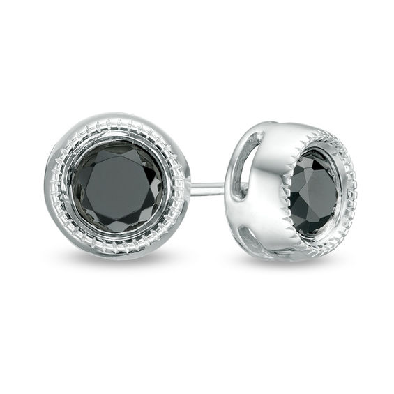 0.69 CT. T.w. Enhanced Black Diamond Bezel-Set Solitaire Vintage-Style