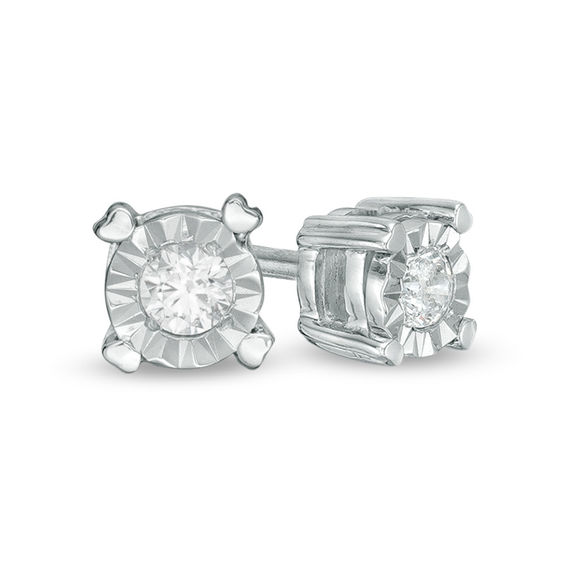 0.085 CT. T.w. Diamond Solitaire Stud Earrings in 10K White Gold