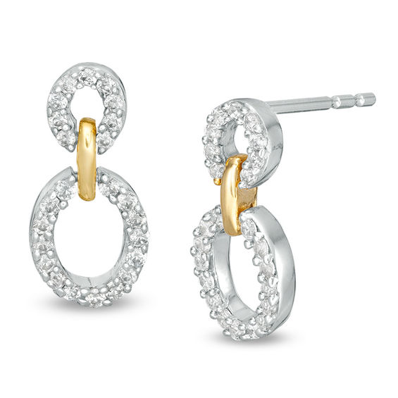0.23 CT. T.w. Diamond Link Drop Earrings in Sterling Silver and 10K