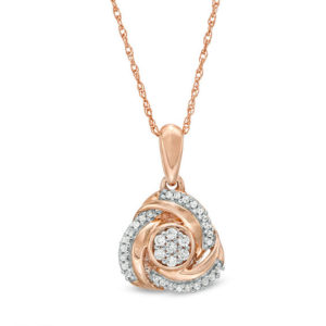 0.065 CT. T.w. Composite Diamond Love Knot Pendant in 10K Rose Gold
