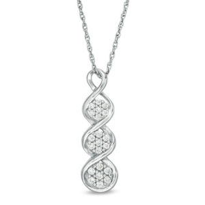 0.18 CT. T.w. Composite Diamond Triple Drop Pendant in 10K White Gold
