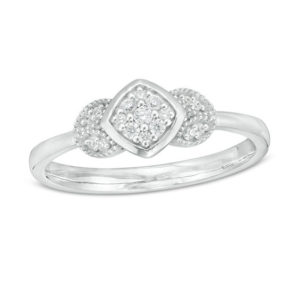 0.085 CT. T.w. Composite Diamond Petal-Sides Vintage-Style Ring in 10K