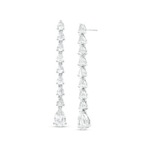 Pear-Shaped Lab-Created White Sapphire Line Drop Earrings in Sterling