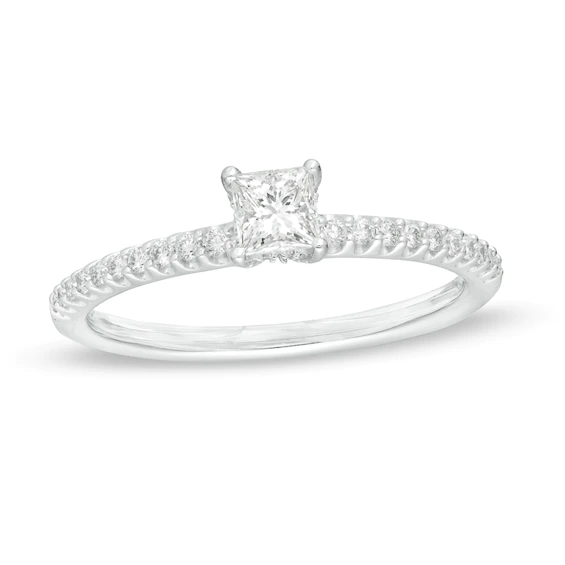 0.50 CT. T.w. Princess-Cut Diamond Engagement Ring in 14K White Gold
