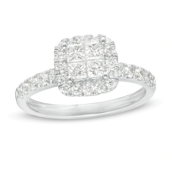 1.00 CT. T.w. Quad Princess-Cut Diamond Frame Engagement Ring in 14K