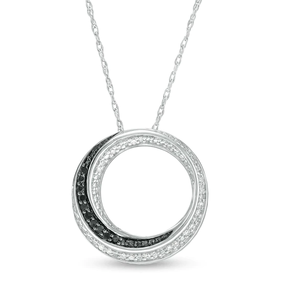 0.13 CT. T.w. Enhanced Black and White Diamond Circle Pendant in