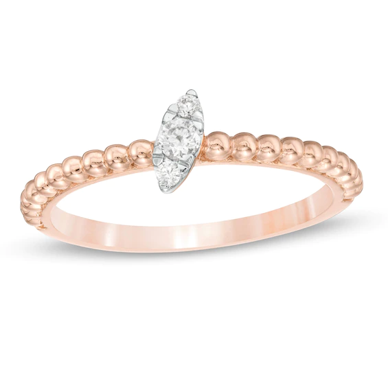 0.085 CT. T.w. Composite Diamond Slanted Marquise Beaded Shank Ring in