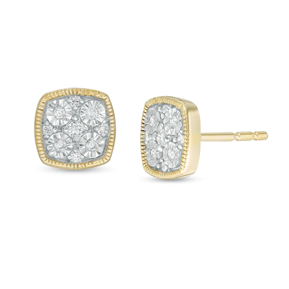 0.085 CT. T.w. Composite Diamond Cushion Vintage-Style Stud Earrings