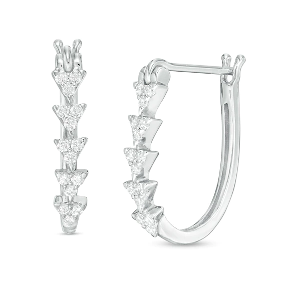 0.18 CT. T.w. Diamond Linear Triangle Hoop Earrings in Sterling Silver