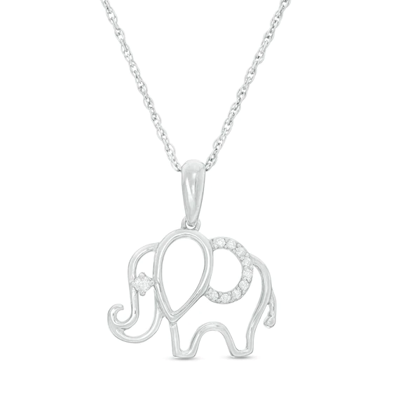 0.04 CT. T.w. Diamond Outline Elephant Pendant in Sterling Silver