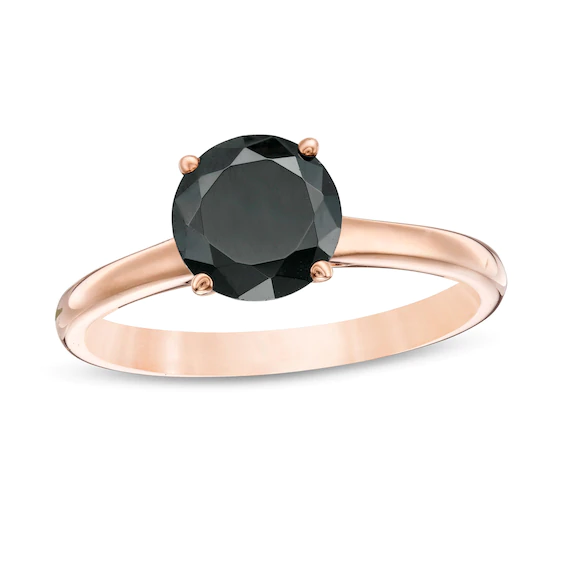 2.00 CT. Enhanced Black Diamond Solitaire Engagement Ring in 10K Rose
