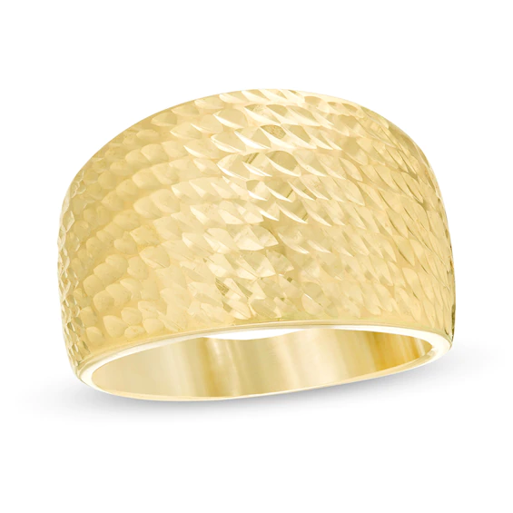 Diamond-Cut Hollow Dome Ring in 14K Gold - Size 7