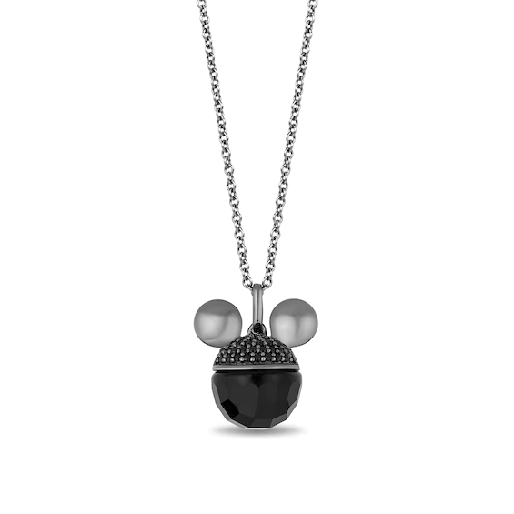 Mickey Mouse & Minnie Mouse Onyx and 0.085 CT. T.w. Enhanced Black