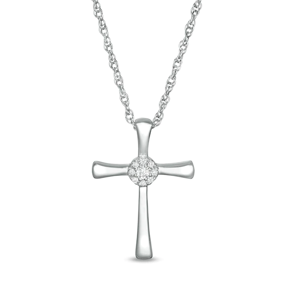 0.04 CT. T.w. Composite Diamond Cross Pendant in 10K White Gold