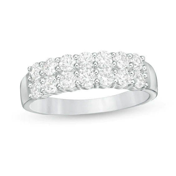 1.00 CT. T.w. Diamond Double Row Anniversary Band in 14K White Gold