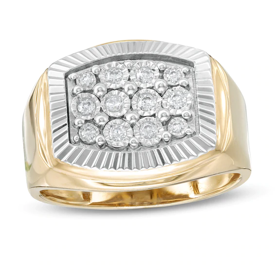 Men's 0.25 CT. T.w. Composite Diamond Cushion Frame Ring in 10K Gold