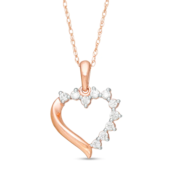 0.145 CT. T.w. Diamond Swirl Heart Pendant in 14K Rose Gold