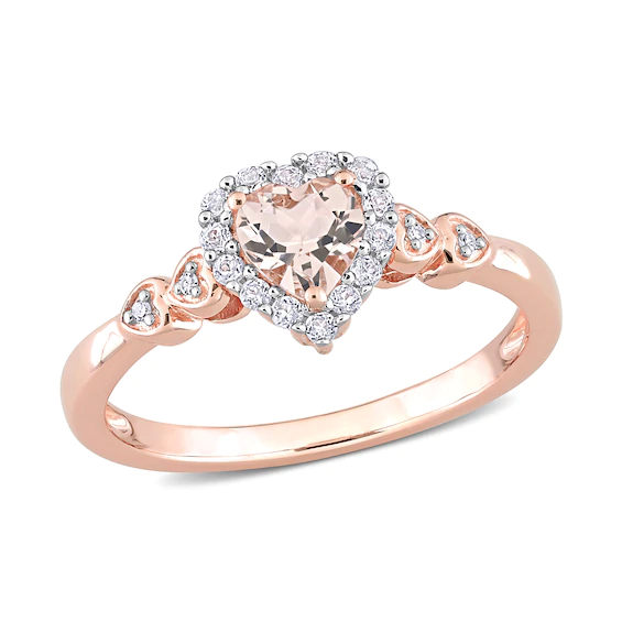 5.0mm Heart-Shaped Morganite, White Topaz and Diamond Accent Frame