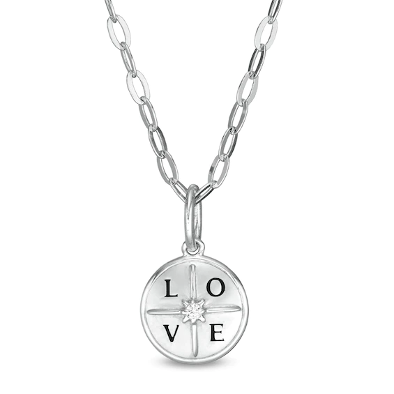 Certified Canadian Diamond Accent Solitaire True North "Love" Pendant