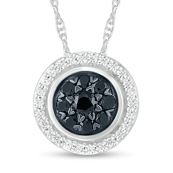 0.23 CT. T.w. Enhanced Black Composite and White Diamond Frame Pendant