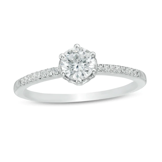 0.45 CT. T.w. Diamond Scalloped Setting Engagement Ring in 10K White