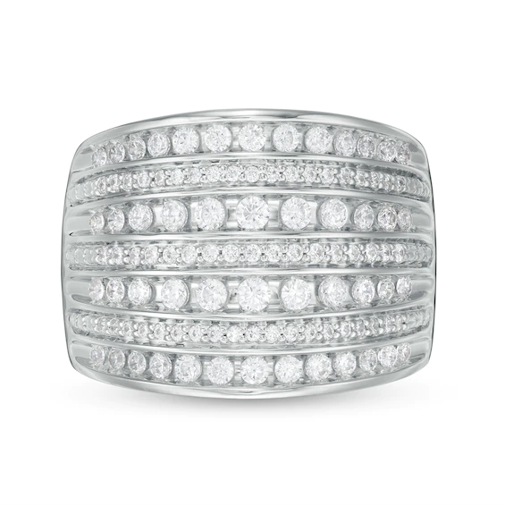1.00 CT. T.w. Diamond Multi-Row Anniversary Band in 10K White Gold