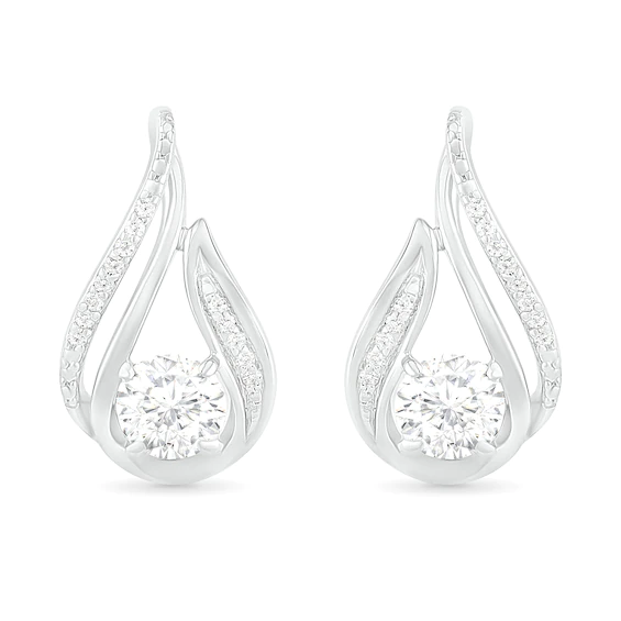 5.0mm Lab-Created White Sapphire and 0.065 CT. T.w. Diamond Beaded