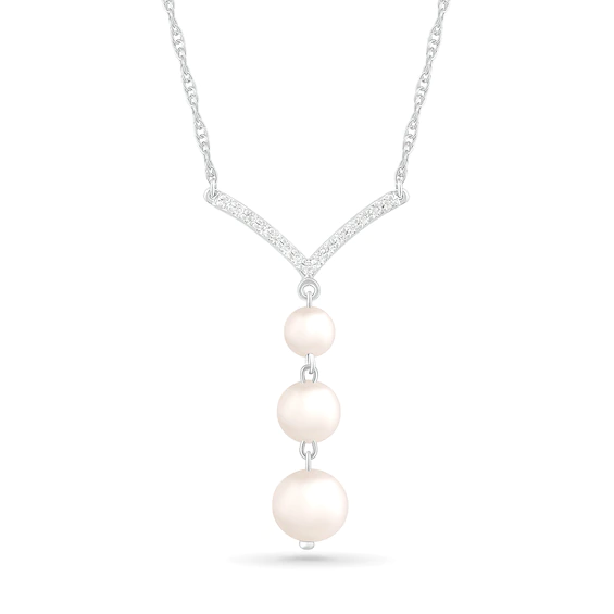 4.0-6.0mm Cultured Freshwater Pearl and Lab-Created White Sapphire