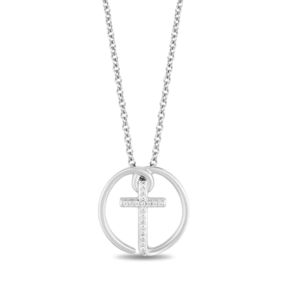 Hallmark Diamonds Faith 0.04 CT. T.w. Diamond Cross in Circle Pendant