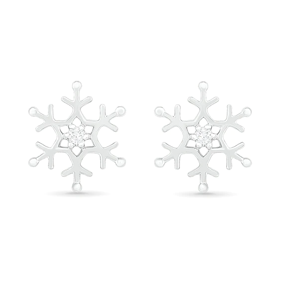 0.04 CT. T.w. Diamond Solitaire Snowflake Stud Earrings in 10K White