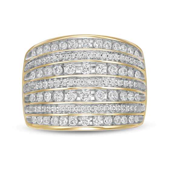 1.00 CT. T.w. Diamond Multi-Row Anniversary Ring in 10K Gold
