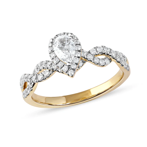 0.75 CT. T.w. Pear-Shaped Diamond Frame Twist Shank Engagement Ring in