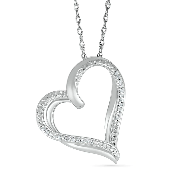 0.066 CT. T.w. Diamond Heart Pendant in Sterling Silver