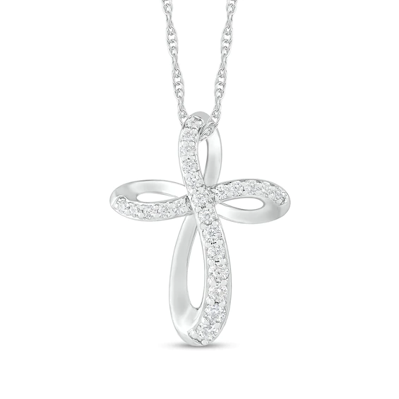 0.29 CT. T.w. Diamond Loop Cross Pendant in Sterling Silver