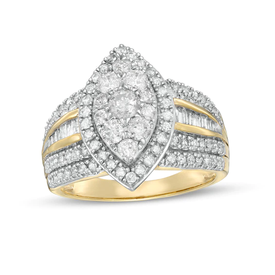 1.45 CT. T.w. Composite Marquise Diamond Frame Ring in 10K Gold