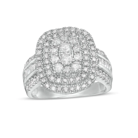 1.45 CT. T.w. Composite Diamond Double Cushion-Shaped Frame Ring in