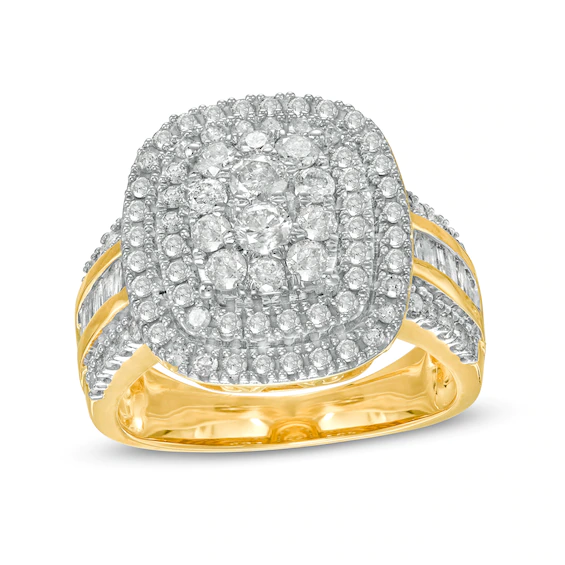 1.45 CT. T.w. Composite Diamond Double Cushion-Shaped Frame Ring in