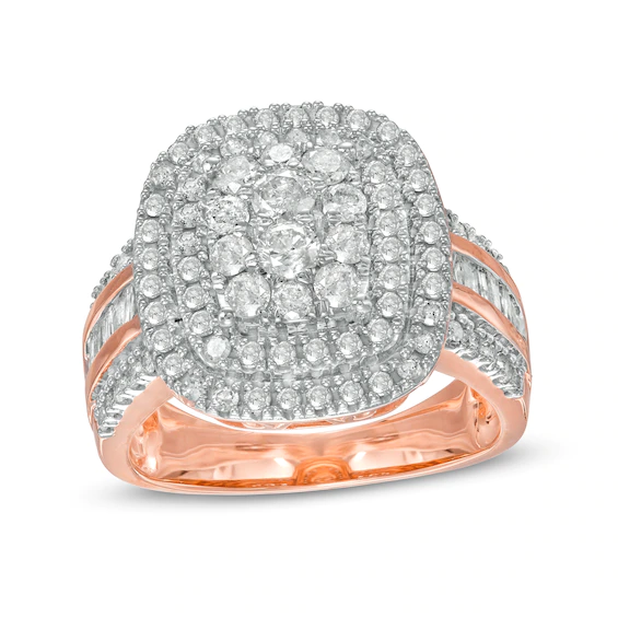 1.45 CT. T.w. Composite Diamond Double Cushion-Shaped Frame Ring in