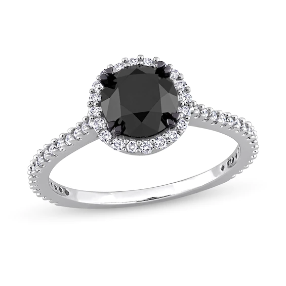 1.77 CT. T.w. Black Enhanced and White Diamond Frame Engagement Ring
