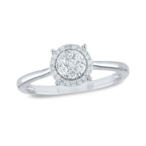 0.21 CT. T.w. Composite Diamond Frame Ring in 14K White Gold