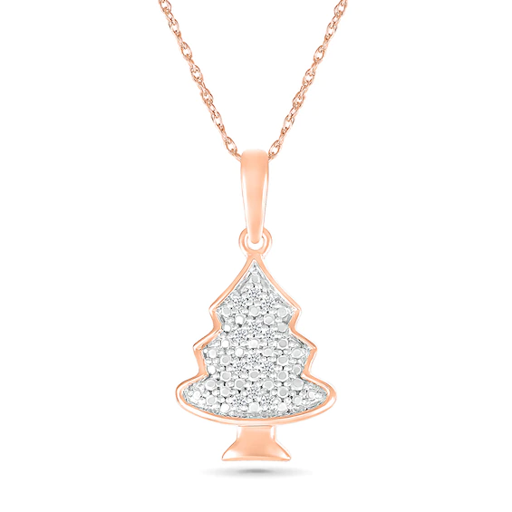 0.04 CT. T.w. Diamond Christmas Tree Pendant in Sterling Silver with