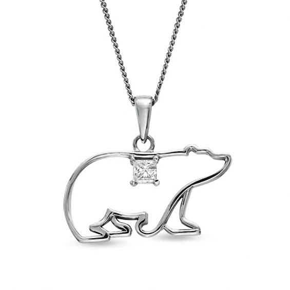 Previously Owned - 0.08 CT. Princess-Cut Diamond Polar Bear Pendant in