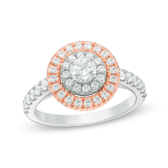 Previously Owned - 1.00 CT. T.w. Diamond Double Frame Engagement Ring